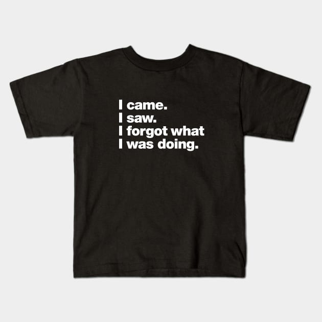 I came. I saw. I forgot what I was doing. Kids T-Shirt by Chestify